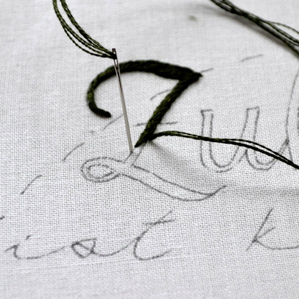 embroider letters on crochet